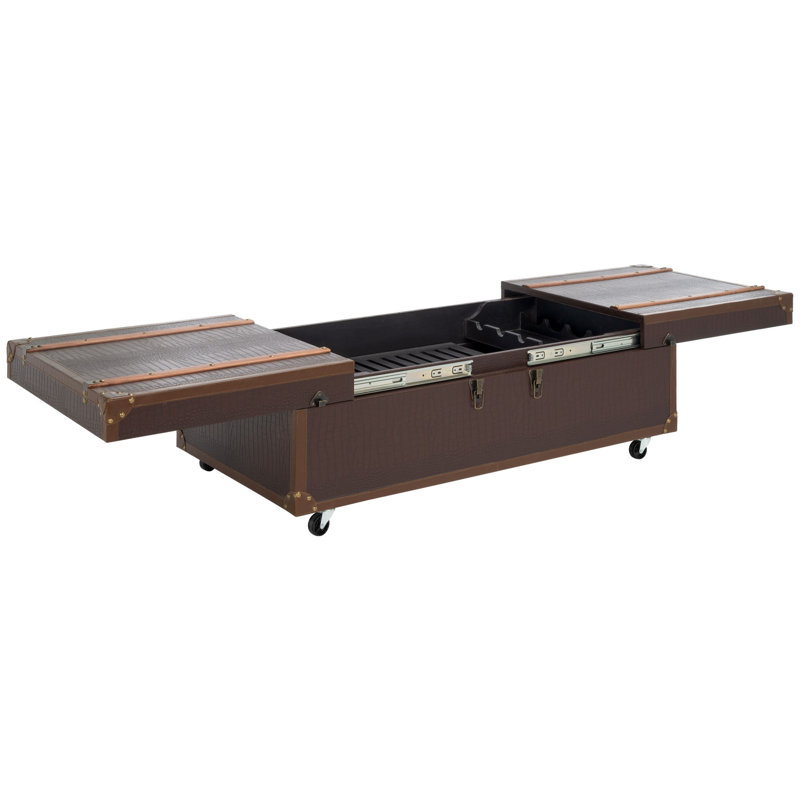 Rocker Extendable Wheel Coffee Table with Storage, Brown