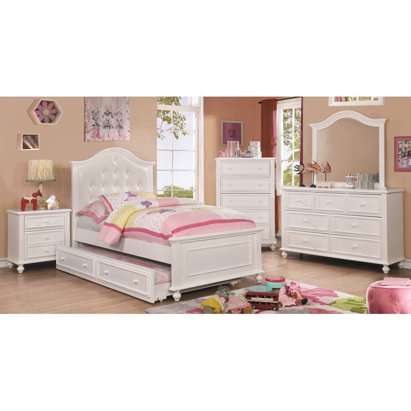 Lit plateforme touffeté Haycraft, Blanc, Double