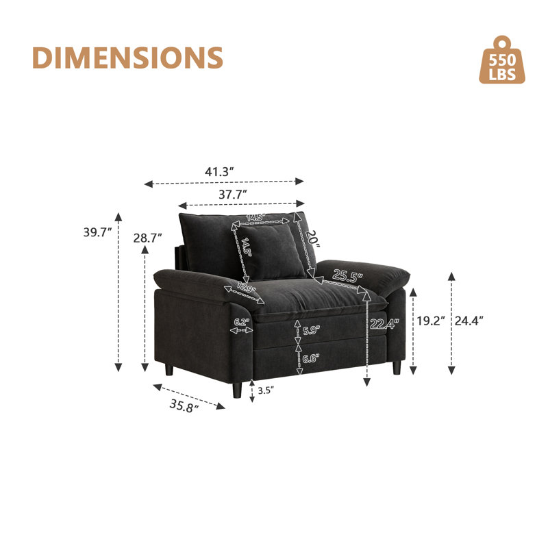 Chaise avec accoudoirs, Noir