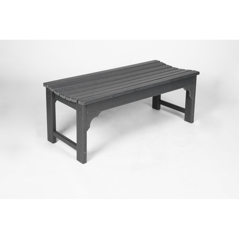 Backless Adirondack Bench With Wood Texture, Bench For Bedroom, Gray