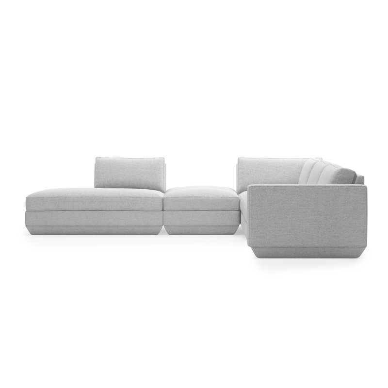 Podium Modular 5 PC Seating Group A, Bayview Silver Performance Twill, Left Hand Facing