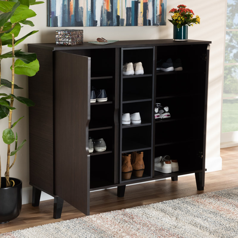 Ketter 25 Pair Shoe Storage Cabinet, Dark Brown