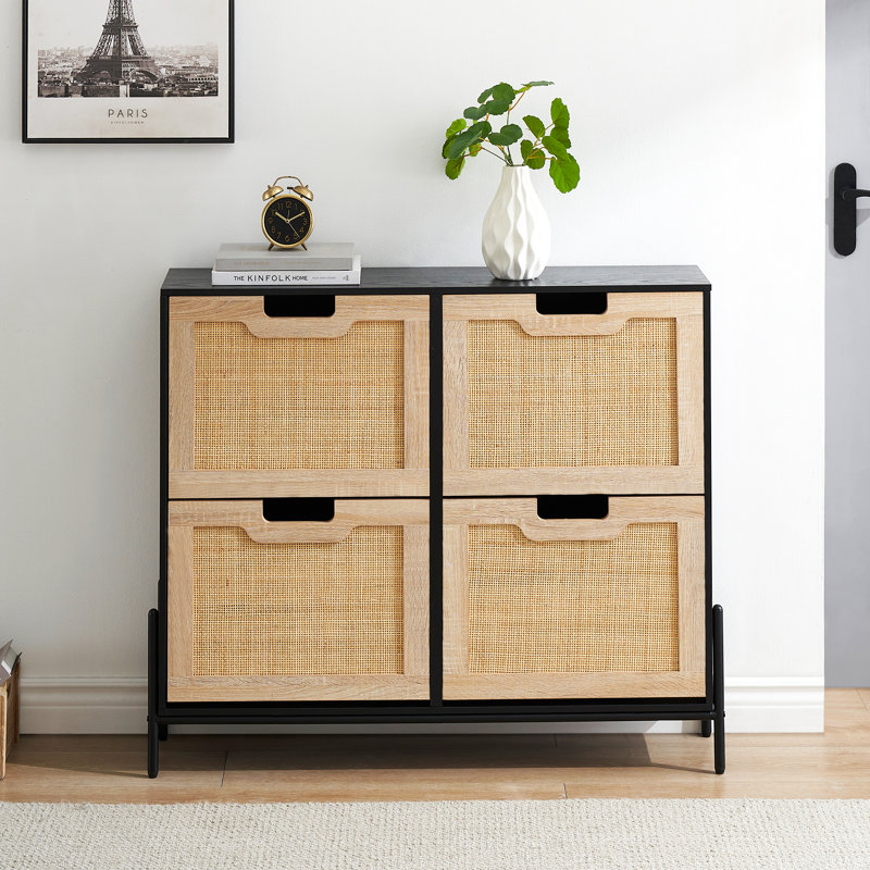 16 Pair Stackable Shoe Storage Cabinet, Black