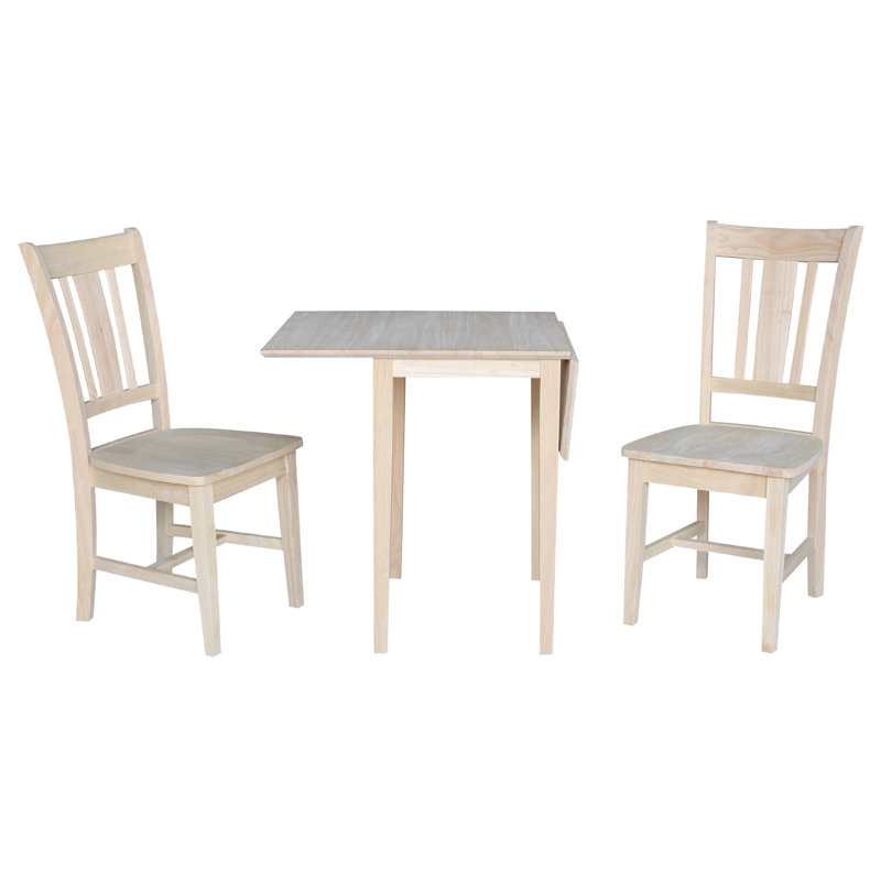 Ensemble de salle à manger en bois massif 3 pièces Berowalt, Sans finition / prêt à finir