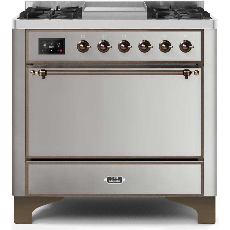 Majestic II 36" 3.5 cu.ft. Freestanding Dual Fuel with Griddle and Convection Oven, Natural Gas, White/Copper