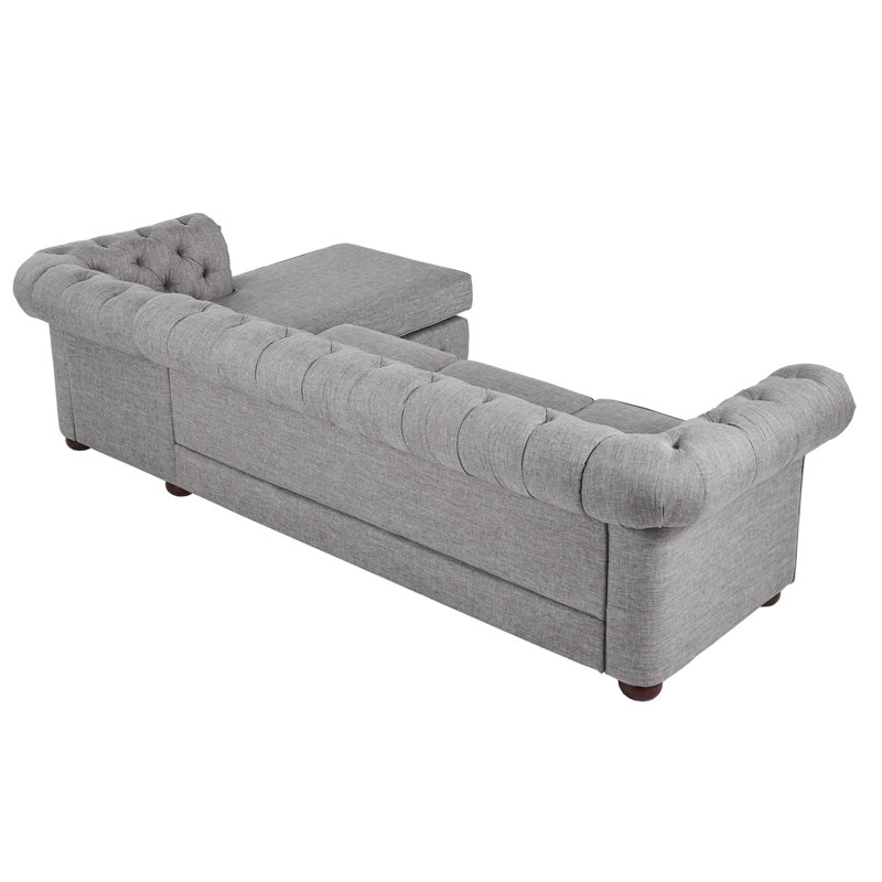 Huskins Upholstered L-Shaped Sectional Right Hand Facing, Grey Linen