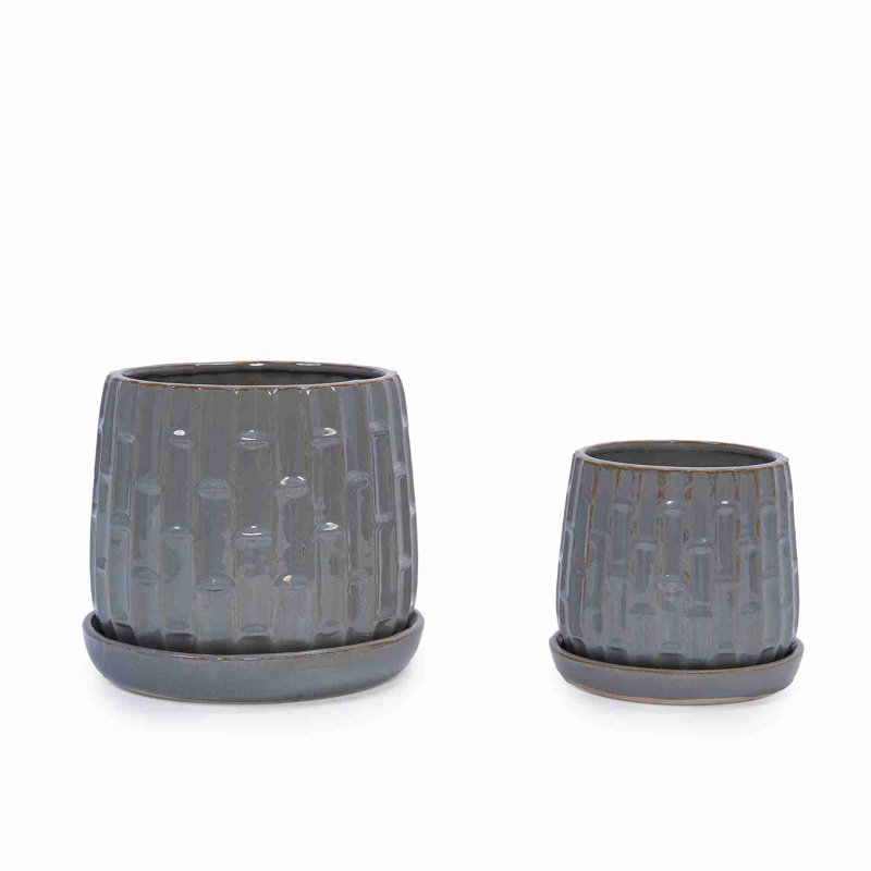 High quality ceramic flowerpot, Antique Gray