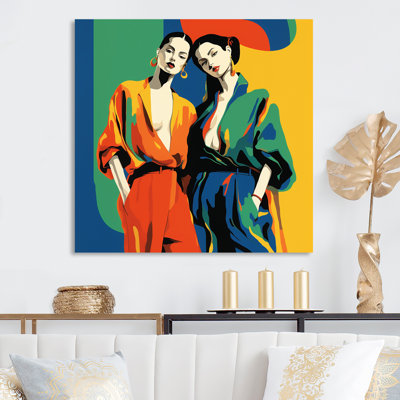 Art mural en métal orange et vert, "Romance of Women I" - femme mexicaine