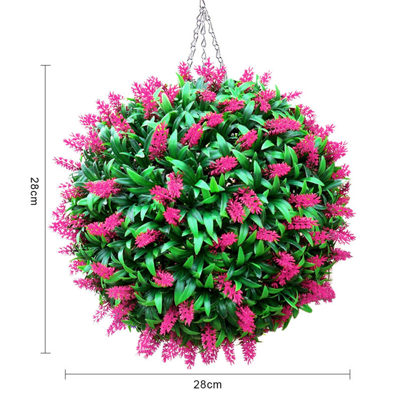Faux Flowering Topiary, 28cm H x 28cm W x 28cm D, Pink