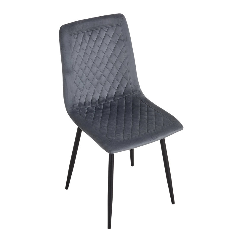Set of 4 Velvet Upholstered Diamond-Quilted Dining Chair, Beige Velvet