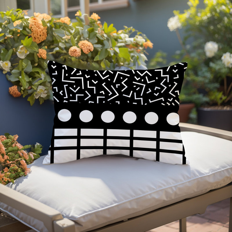 Oreiller rectangulaire réversible intérieur / extérieur Poptik, Rectangulaire H 18 po x l 25 po, Noir