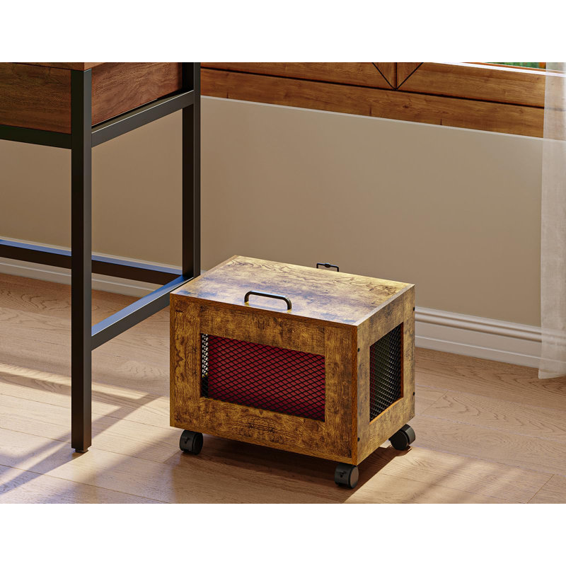 Rolling File Cabinet Cart, Hanging File Organizer Box With Lid, Small Filing Cabinet On Wheels Under Desk, Mobile Decorative Document Storage Basket