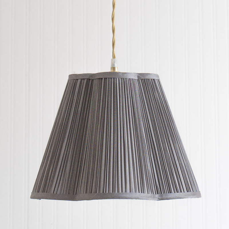 Silk Bell Pendant Shade ( Slip-On ), 25cm H x 35.5cm W x 35.5cm D, Dark Grey
