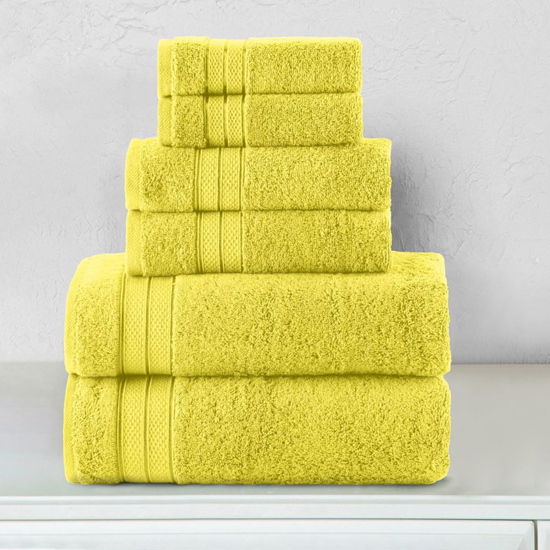 Ensemble de serviettes de bain 6 pièces Elegant Comfort Luxury, Yellow
