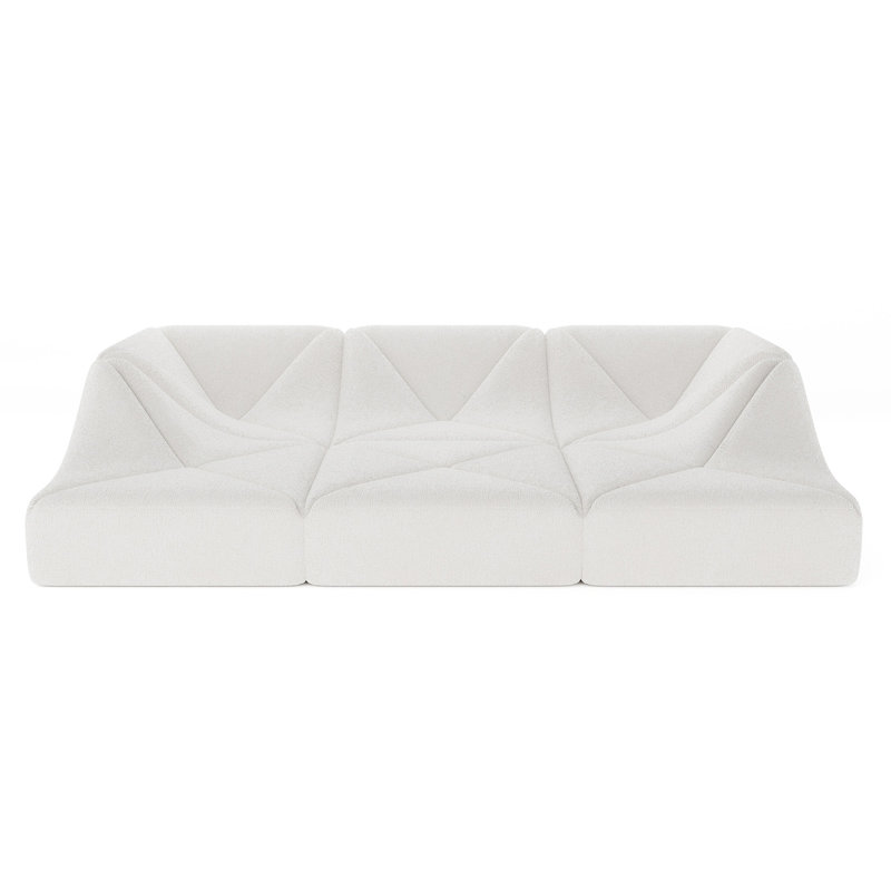 Canapé modulaire compact en chenille 4 places, canapé-lit à profil bas 6 pièces pour appartements et petits salons, White