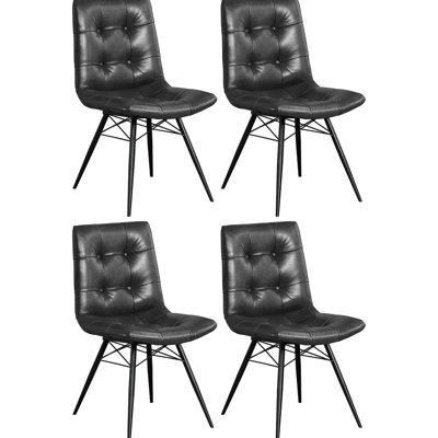 4 chaises de salle à manger à dossier gris anthracite avec structure en bronze industriel - Style chic industriel pour un espace élégant et un siège confortable moderne