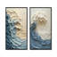 Ensemble de 2 pièces d'art mural vagues blanches et bleues style vague de côte III-706268774-706268769