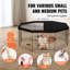 Parc pliable pour chien avec 8 panneaux, 16 sangles et un couvercle supérieur pour l'intérieur et l'extérieur