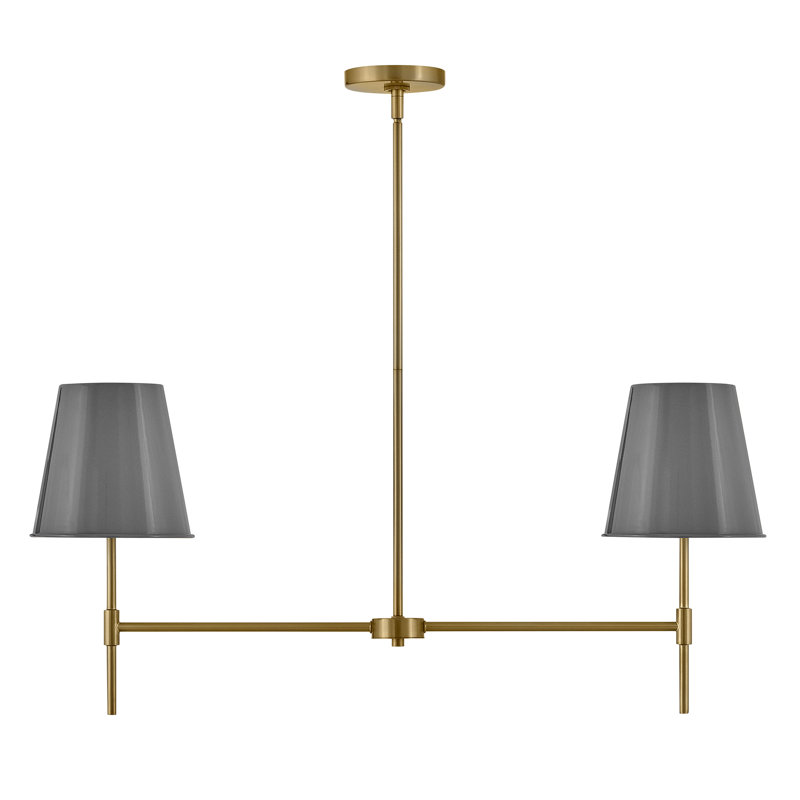 Blake 2 - Light Steel Dimmable Drum Chandelier, Lacquered Brass/Gray