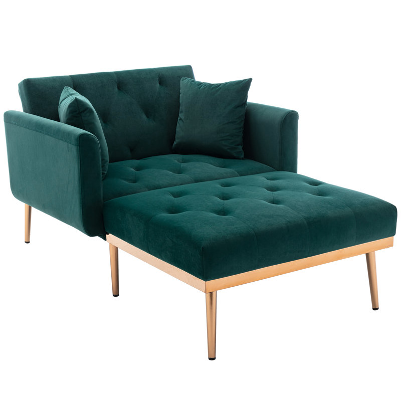Méridienne confortable avec fauteuil de salon réglable en tissu d'une capacité de 300 lb dans la chambre à coucher, Vert