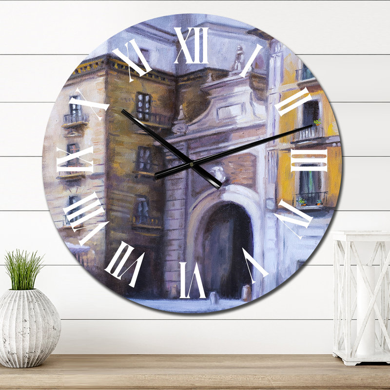 Architectural Arc in Italian City - Colonial Wall Clock, Small