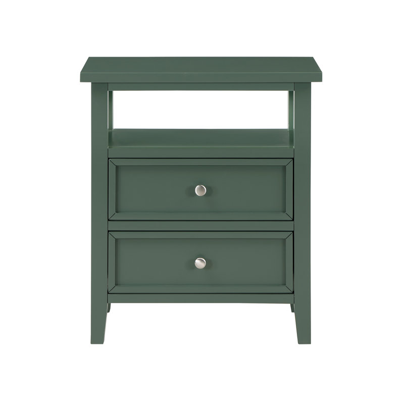 Table de chevet 2 tiroirs, Vert antique