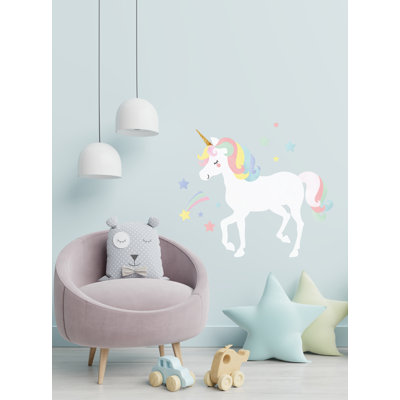 Watercolor Twinkling Unicorn With Stars Wall Sticker