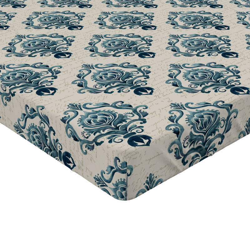 Drap-housse rustique Ambesonne, Brun clair, bleu pétrole / floral, Drap-housse simple TG