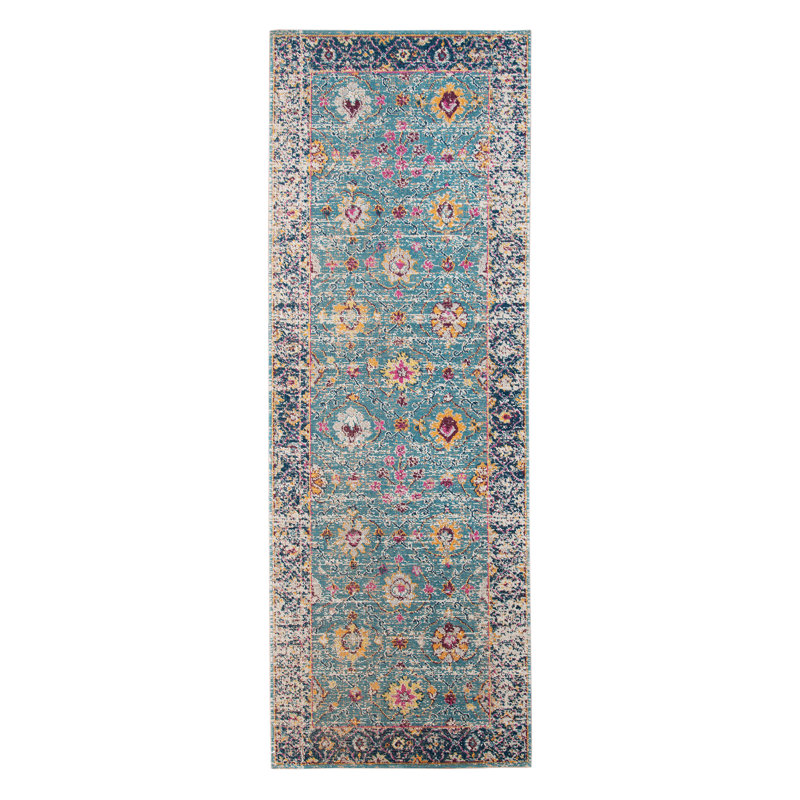 Kinslee Traditional Bordered Low Pile Performance Area Rug, Runner 2'7" x 7'6"