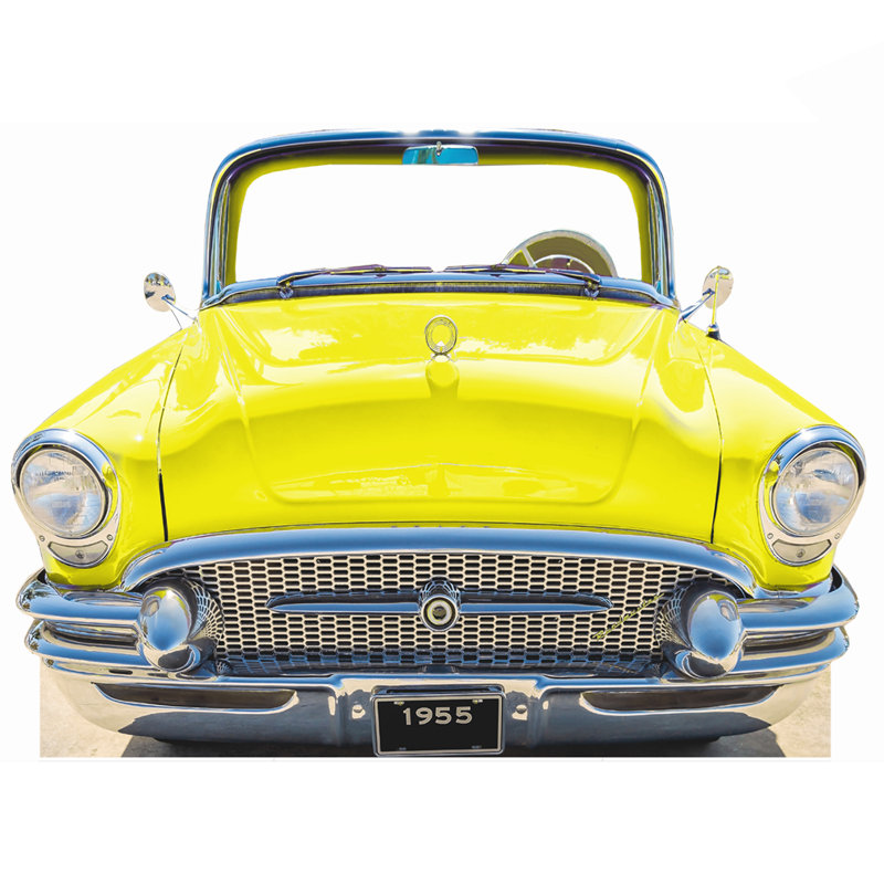 Voiture classique bleue 1955 debout en carton, Mauve