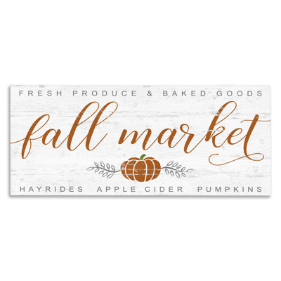 Charming Fall Market Sign Autumn Pumpkin by Jessica Mundo - Textual Art Print