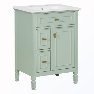 Freestanding Vanity With Drawers&Adjustable Shelf