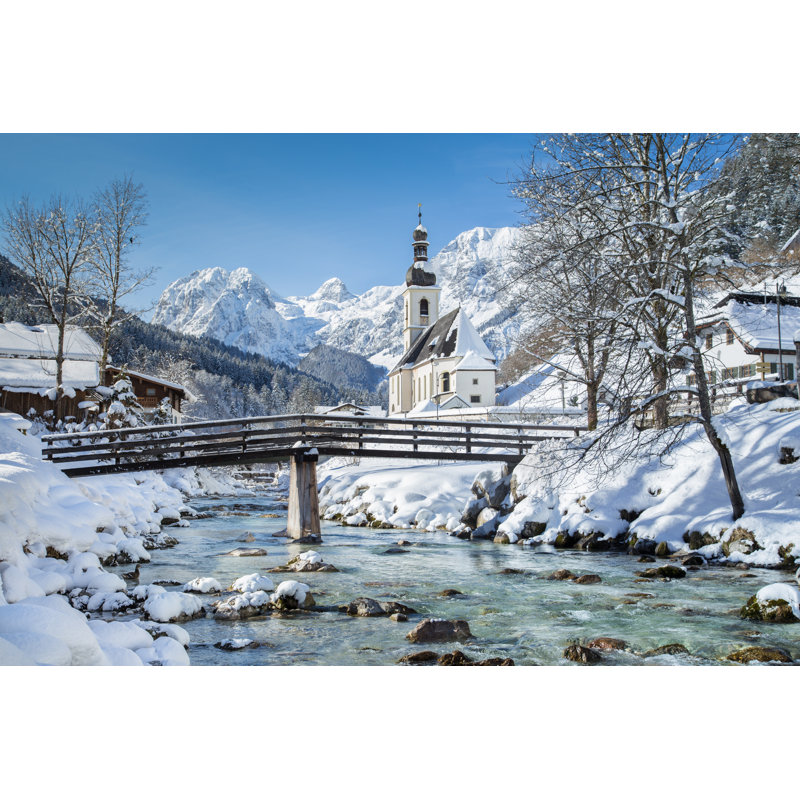 Alps With Church - Wrapped Canvas Print, 20cm H x 30cm W
