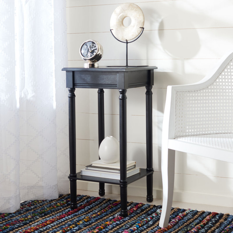 Modern Peters 28.3" End Table – Solid Pine & Engineered Wood, Vintage-Inspired Accent Table for Home, Black
