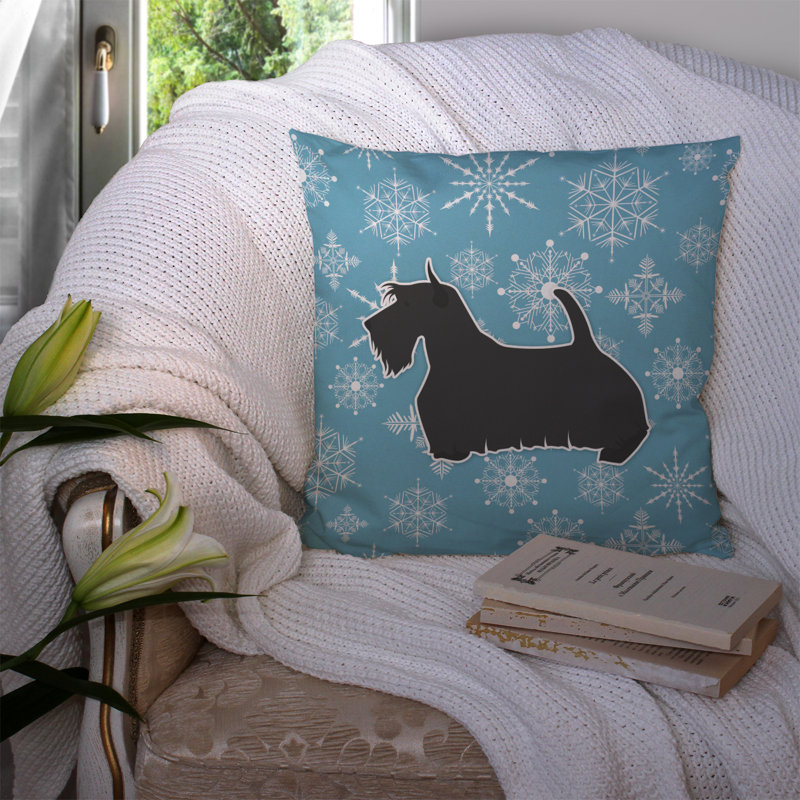 Coussin intérieur/extérieur en flocons d’hiver, H 14 po x l 14 po x P 3 po