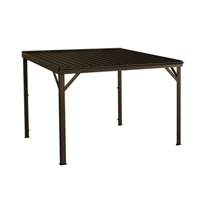 Pergola en métal avec système de drainage intégré, toit en acier galvanisé