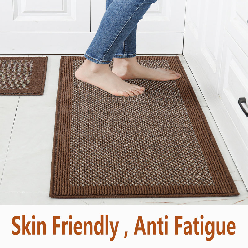 Tapis de cuisine à motif géométrique 100% polypropylène Clione, Noir, Rectangle 1 pi 6 po x 2 pi 6 po