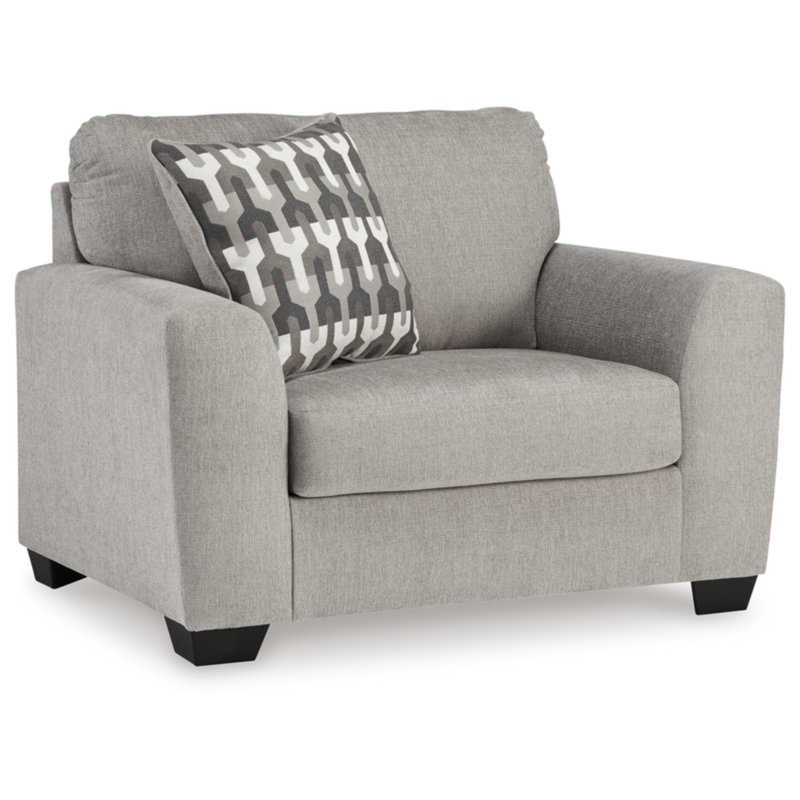 Gray Polyester Oversized Chair with Faux Wood Finish