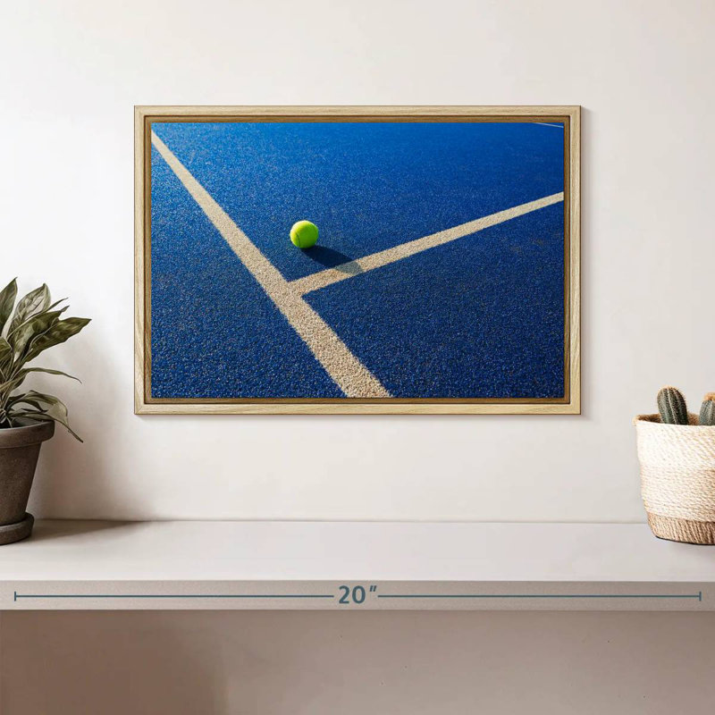 Balle de tennis, Cadre flottant en bois naturel, 13 po x 9 po