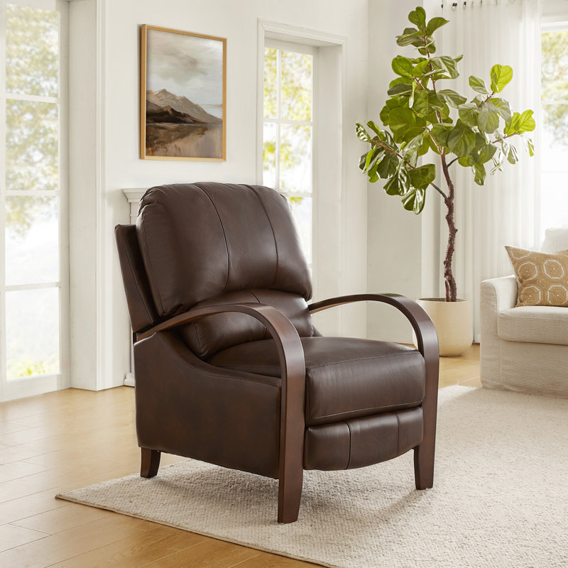 Fauteuil inclinable standard en cuir véritable Hardge, Cuir véritable chocolat