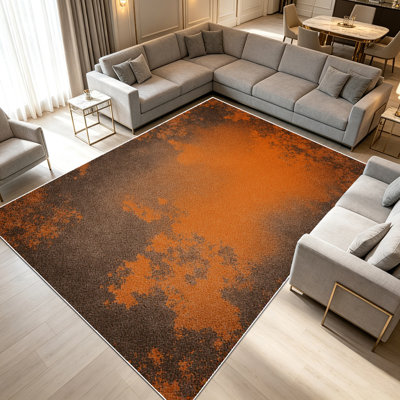 Tapis de 1 pièce à effet rouille pour le salon, doux et confortable, adapté à toutes les saisons, facile à entretenir, tapis de sol intérieur lavable à la machine, sous la table de ferme convenant à la chambre à coucher, à la salle à manger, au bureau, au balcon, au patio, à la maison, ...