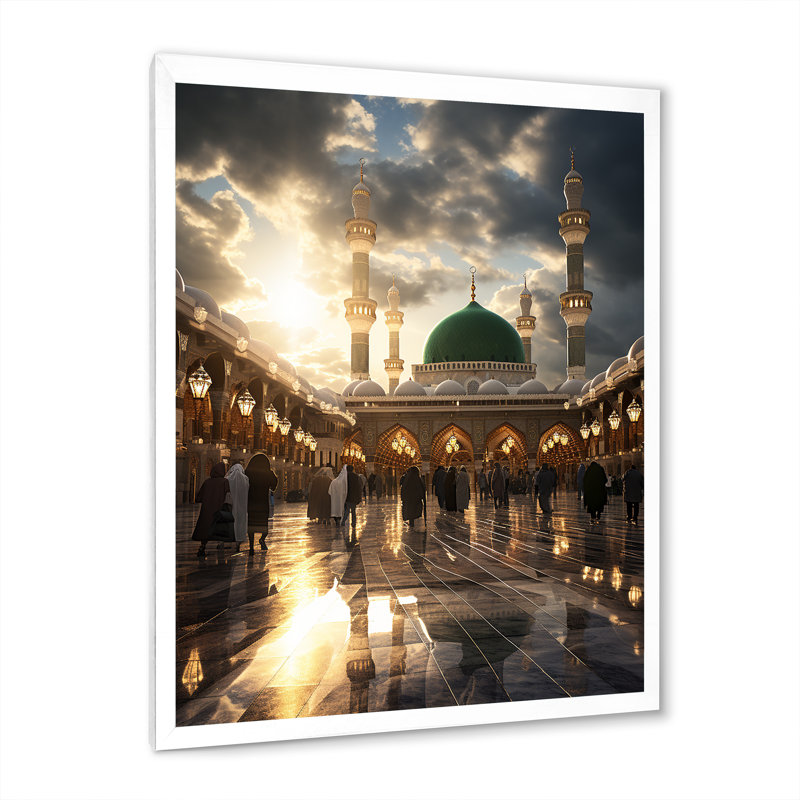Mosquée de Rinnel - Art mural, Cadre simple blanc, H 40 po x l 30 po x P 1,5 po