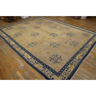 Tapis ivoire antique en laine taille pièce Ningxia