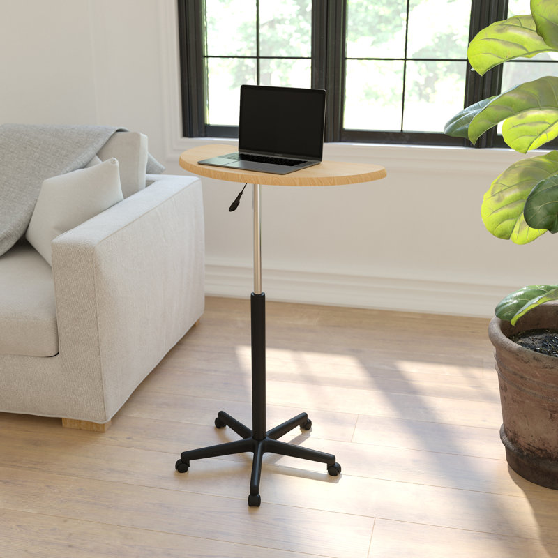 Sit to Stand Mobile Laptop Computer Desk, Maple/Black