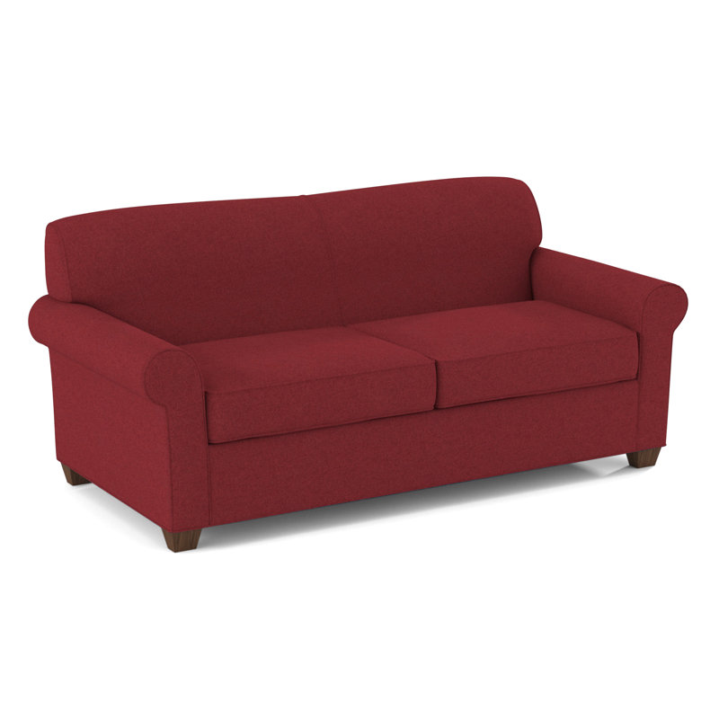Finn Rolled Arm Sofa with Reversible Cushions, Dorset Cherry, 34" H x 75" W x 36" D, Montana Walnut