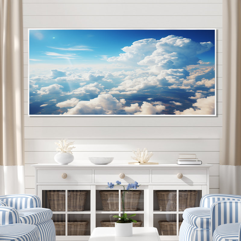 Toile panoramique Horizon III - art mural Sky, Cadre flottant blanc, H 28 po x l 60 po x P 1,5 po