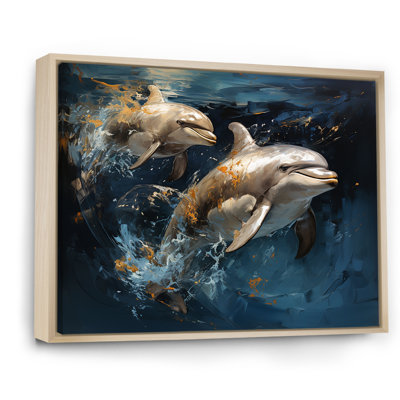 «Blue Dancing Dolphines II» - animaux, art des dauphins
