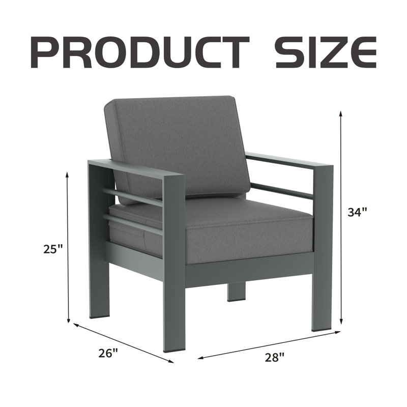 Chaise de patio avec coussins, Gris foncé