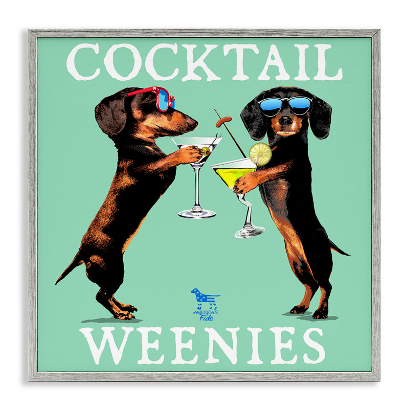 Flashy Cocktail Weenies, art de la giclée encadrée par Jim Baldwin, Estampe numérique Farmhouse, H 12 po x l 12 po