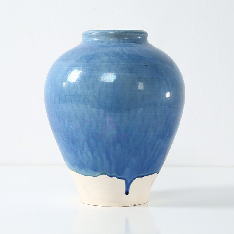 Approx. 11 Inches High Green-Blue Vase with Unfinished Base